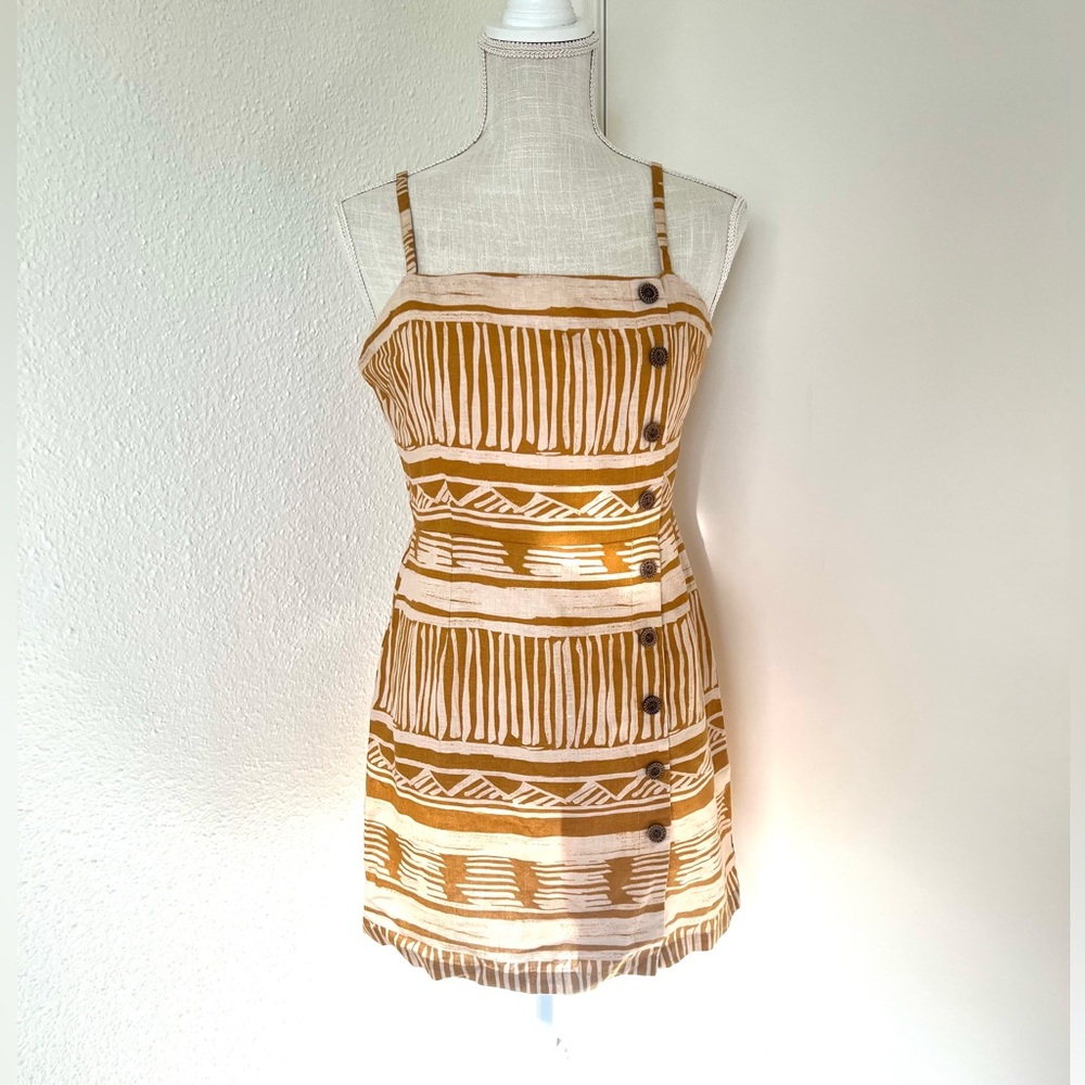 Forever 21 Tan and White Tribal Patterned Mini Dress